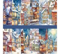 Scrapbook Paper 6x6, Winter Motif Paper with Snow City Pattern, Scrapbook Craft Paper 48 Sheets Decoupage Paper Block, 6x6 Single-Sided Scrapbooking Paper Decor Paper for Journal Scrapbooking