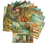 Scrapbook Paper 6x6inch, 24 Sheets Acid-Free Vintage Scrapbooking Paper 160gsm With 12 Different Designs Single-Side Forest Owl Printing for Cardmaking Junk Journal Decorative Background…