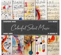 Scrapbook Paper: Colorful Sheet Music, Decorative Craft Paper, Musical Notes, Double Sided 8 x 8" Designs (Decorative Craft Paper)