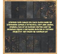 scrapbook paper damask gold charcoal pattern queen for scrapbooking supplies & DIY material craft junk journal ephemera pack kit 28 patterned crafting ... decorative dark design for handmad art