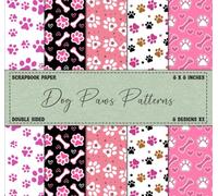 Scrapbook Paper: Dog Paws Patterns, Pink Colored Designs, Double Sided, Sized At 8 x 8 Inches