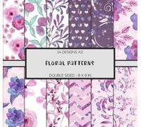 Scrapbook Paper - Floral Patterns: Double Sided, Pink & Purple Colored, 8 x 8 Inches, for Scrapbooking, Journaling, Decoupage, Collage, Mixed Media Art, or Any Papercraft Projects