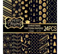 Scrapbook Paper Pack, 12 Designs/24 Sheets Double-Sided Craft Sticker, Decorative Paper with Patterns of Tree and Deer, Origami Stickers for Junk Journals Greeting Cards, Photo Album Decoration