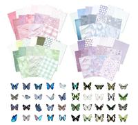 Scrapbook Paper Set, 60 Sheets Scrapbook Paper Textured Mesh Fabricpaper with 80 Pcs Butterfly Stickers for Card Making Journaling Scrapbooking Supplies