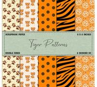 Scrapbook Paper: Tiger Patterns, Animal Prints, Double Sided, 8 x 8 Inches