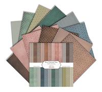 Scrapbook Paper Vintage, 24 Sheets 12x12 Inch Double Sided Patterned Scrapbook Supplies, 160gsm Scrapbooking Paper Pack for Journal, DIY Crafts, Scrapbooking, Card Making (Stripe & Polka Dots)