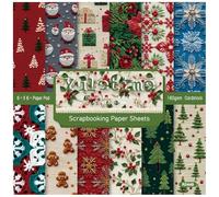 Scrapbook Pattern Paper Pack, Scrapbook Paper Pack of 24 Sheets 6x6 Inches Single Sided 160gsm Acid Free Fabric Texture Christmas Autumn Leaves Light Spots Multicolor