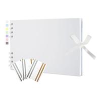 Scrapbook Photo Album 21.5x15cm DIY Memory Book Scrap Books 40 White Pages Ablums Kit with Stickers for Wedding, Travel, Birthday, White