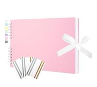 Scrapbook Photo Album 29x21.5cm DIY Memory Book Scrap Books 100 White Pages Ablums Kit with Stickers for Wedding, Travel, Birthday, Pink