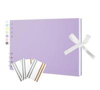 Scrapbook Photo Album 29x21.5cm DIY Memory Book Scrap Books 40 White Pages Ablums Kit with Stickers for Wedding, Travel, Birthday, Light Purple