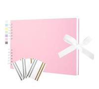 Scrapbook Photo Album 29x21.5cm DIY Memory Book Scrap Books 40 White Pages Ablums Kit with Stickers for Wedding, Travel, Birthday, Pink