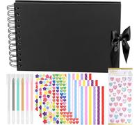 Scrapbook Photo Album, A5 Scrapbook Kit, Scrap Book Photo Albums, 60 Pages Black Memory Book for Couples Wedding Anniversary with DIY Accessories