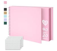 Scrapbook Photo Album Hard Craft Paper 100 Pages Memory Book 28 X 20.5 cm for Wedding, Birthday,Pink