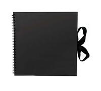 Scrapbook Photo Album Large 30 x 30cm Black Square Scrap Book Photo Album With 40 sheets 80 pages and Ribbon Closure Ideal for Wedding Family Baby Vacation Arts Crafts DIY