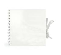Scrapbook Photo Album Large 30 x 30cm White Square Scrap Book Photo Album With 40 sheets 80 pages and Ribbon Closure Ideal for Wedding Family Baby Vacation Arts Crafts DIY