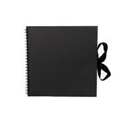 Scrapbook Photo Album Medium 20 x 20cm Black Square Scrap Book Photo Album With 50 sheets 100 pages and Ribbon Closure Ideal for Wedding Family Baby Vacation Arts Crafts DIY
