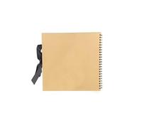 Scrapbook Photo Album Medium 20 x 20cm Brown Square Scrap Book Photo Album With 50 sheets 100 pages and Ribbon Closure Ideal for Wedding Family Baby Vacation Arts Crafts DIY