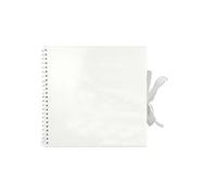 Scrapbook Photo Album Medium 20 x 20cm White Square Scrap Book Photo Album With 50 sheets 100 pages and Ribbon Closure Ideal for Wedding Family Baby Vacation Arts Crafts DIY