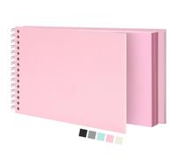 Scrapbook Photo Album, Textured Luxury Hardcover Kraft White Pages Memory Book, for Travel Wedding Guest Book Christmas Baby Shower Pink 28 CM 80 Pages