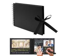 Scrapbook Photo Albums 60 Black Pages DIY Gift Scrapbooking with Ribbon Closure Perfect Photo Book for Wedding, Anniversary, Birthday, Travel, Friends, Baby and Gift (Black)