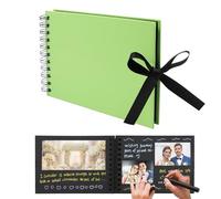 Scrapbook Photo Albums 60 Black Pages DIY Gift Scrapbooking with Ribbon Closure Perfect Photo Book for Wedding, Anniversary, Birthday, Travel, Friends, Baby and Gift (Green)