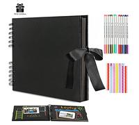 Scrapbook Photo Albums A4-80 Pages DIY Memory Album Our Adventure Book with DIY Accessory Kit Craft Paper 11.7x8.3 Inch for Wedding Anniversary Travel Black DS01bk