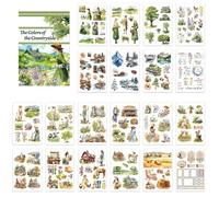 Scrapbook Stickers, 20PCS Journaling Sticker Book Pre-Cut Garden Kitty Cafe Countryside Stickers for Scrapbooking DIY Crafts Journal Ephemera