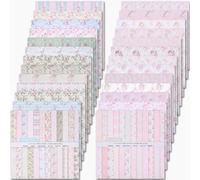 Scrapbook Supplies 48 Sheets Pink Vintage Floral Scrapbook Paper, Scrapbooking Background Paper Set, 12x12 Inch Double-Sided Designer for Photo Albums