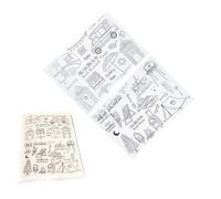 Scrapbooking Clear Stamps Summer Travel Themes 2Pcs Clear Stamp Houses Cars Castles Tents Pattern TPR Transparent Seals for Cards Making DIY Scrapbooking Photo Journal Album Decoration