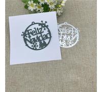 Scrapbooking Cutting Stencils,9.3x9.4cm Spanish Words Merry Christmas Background Metal Cutting Dies Stencils for Scrapbooking Decorative Embossing Handcraft Template