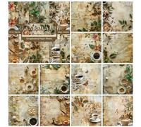 Scrapbooking Decor Paper Cardstock Pad, 6"x 6", 24 Sheets Casual Coffee Time Single-Sided Pattern Pack, 12 Designs, DIY Card Making Scrapbook Supplies