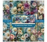 Scrapbooking Decor Paper Cardstock Pad, Floral 24 Sheets 6"x 6", Flower Cluster Single-Sided Pattern Pack, 12 Designs, DIY Card Making Scrapbook Supplies