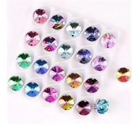 Scrapbooking Embellishments,Rivoli Round Shape Sew On Rhinestone Silver Claw Settings Glass Crystal Rainbow Crystals Applique A17 RB Colors Mix 8mm 50pcs