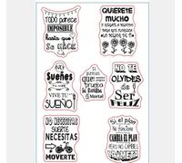 Scrapbooking Stamping Supplies,11x16cm Spanish Word Common Phrase Clear Stamp Transparent Silicone Seal Sheet for Scrapbooking Photo Album Card Making Decoration