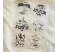 Scrapbooking Stamping Supplies,11x16cm Spanish Word Daily Phrase Clear Stamp Transparent Silicone Seal Sheet for Scrapbooking Photo Album Decoration