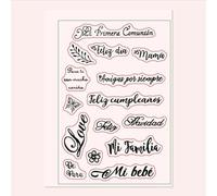 Scrapbooking Stamping Supplies,11x16cm Spanish Word Transparent Silicone Clear Stamp for Scrapbooking Photo Album Decoration Embossing Craft