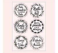 Scrapbooking Stamping Supplies,11x16cm Spanish Word with Wreath Clear Stamp Transparent Silicone Seal Sheet for Scrapbooking Photo Album Decoration