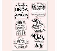 Scrapbooking Stamping Supplies,12x17cm Spanish Spain Common Phrase Word Clear Stamp Transparent Silicone Seal Sheet for Scrapbooking Photo Album Decoration
