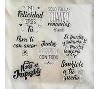 Scrapbooking Stamping Supplies,14x14cm Spanish Word Daily Phrase Clear Stamp Transparent Silicone Seal Sheet for Scrapbooking Photo Album Decoration