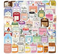 Scrapbooking Stickers - 50 Pieces Decorative Scented Candles & Computers Design | Fun Aesthetic Decals, Ideal For Planning, Journaling, Room Decoration