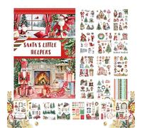 Scrapbooking Stickers Kit, Christmas Stickers for Scrapbooking | Christmas Scrapbooking Sticker Book,Bright Color Art Tool for Photo Album, Scrapbook, Card Making