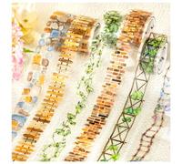Scrapbooking Stickers Set,6 Rolls PET Tape,Exquisite Garden-themed Series Washi Tape for Scrapbook,Junk Journaling,Bullet Journal,DIY Crafts (Garden)