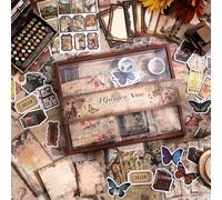 Scrapbooking Supplies Kit, Brown Garden Scrapbooking Kit for Bullet Junk Journaling, Stationery, A6 Grid Notebook, Floral DIY Note-taking Supplies, Birthday Craft Gift for Teen Girls (Brown)