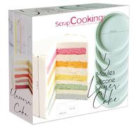 SCRAP COOKING ScrapCooking 2065 5 Layer Cake Moulds - Silicone Moulds Diameter 18 cm - Tiered Cakes, Rainbow Cakes, Birthday Cakes - Professional Baking