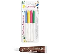 ScrapCooking 4 food colouring pens yellow, green, pink, blue + Edible chocolate pen