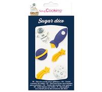 ScrapCooking 6985 Space Sugar Decorations for Pastries, Desserts, Cakes, Biscuits, Cupcakes, Birthdays - Space Ship Astronaut Star Cake Design