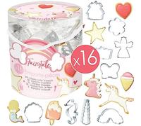 ScrapCooking - Bucket of 16 Fairytale Cookie Cutters - Metal Biscuit Cutters - Small Cake Moulds - Unicorn, Star, Mermaid - Gift Idea for Baking Girl Princess Birthday - 2027