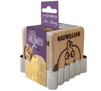 ScrapCooking Halloween Pattern Wooden Pastry Stamp - with 1 Cookie Cutter and Dice Cutter with 5 Raised Engraved Faces - 5298