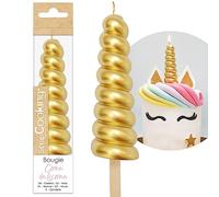 ScrapCooking 0347 Gold Unicorn Horn Candle - Large XXL Birthday Candle - Unicorn Cake Horn - Gold Twisted Candle Decoration - Party Accessory - Child Baking Girl Boy