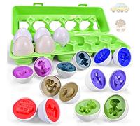 Scratch Art 12 Dinosaur And Transportation Model Matching Egg Set, Can Promote Cognitive Color And Shape Classification Montessori Toys, Suitable for Children Or Toddlers Easter Birthday Gifts